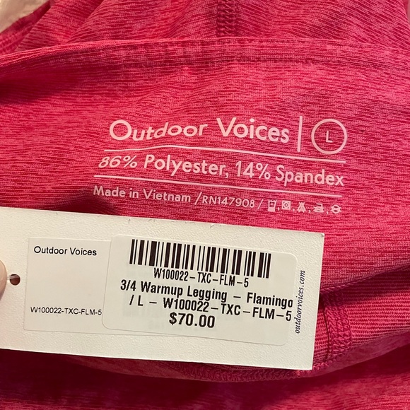 NWT Outdoor Voices Warmup Leggings (3/4 length), Flamingo Pink - Picture 8 of 8